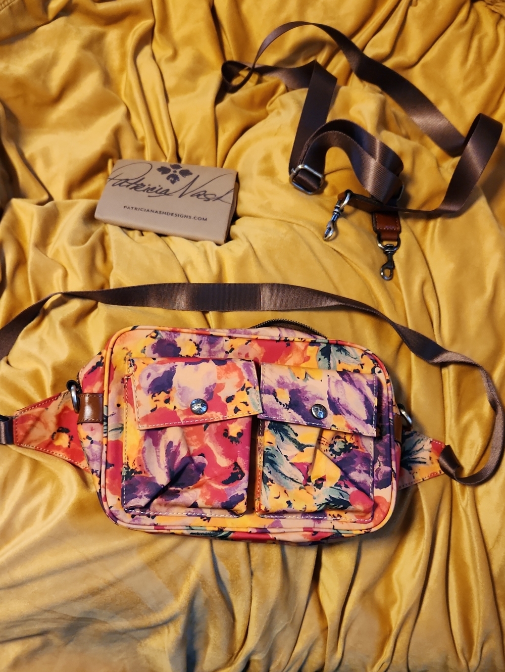 Patricia Nash Multicolor Floral Convertible Crossbody Belt Bag